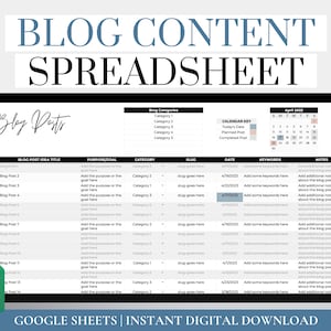 Blog Post Planner Google Sheets, Digital Blog Planner, Easy Blog Post ...