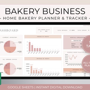 Home Bäckerei Business Planner Tabelle, Rezeptkostenrechner Google Sheets, Bäckerei Bestellung Tracker, Kuchen Business Planer, Bäckerei Planner