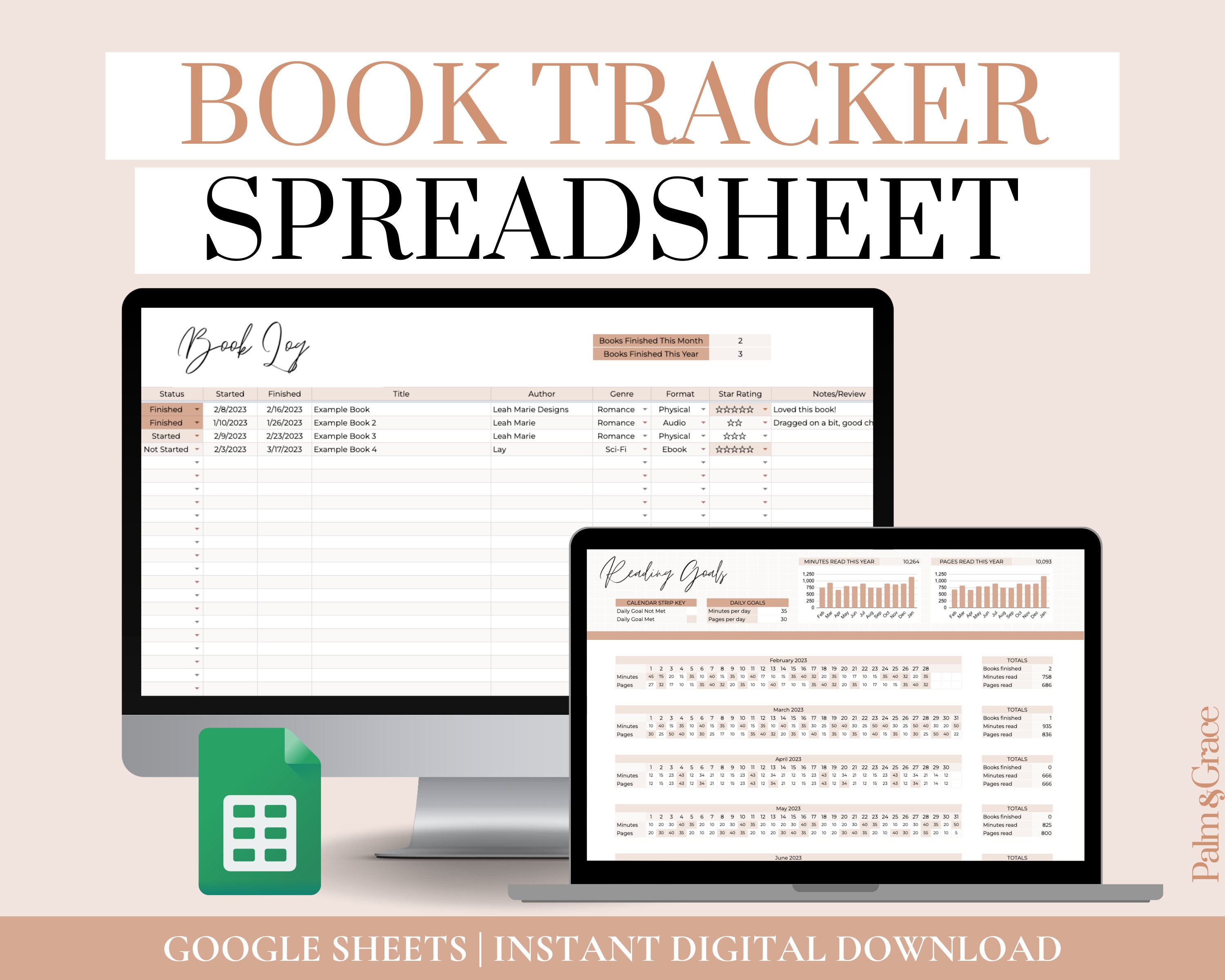 Google Sheets Book Tracker Template Book Reading Spreadsheet Etsy