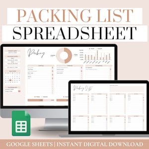 Google Sheets Packing Checklist, Editable Packing List, Travel Packing List Template, Digital Packing List For Family, Vacation, and More