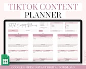 TikTok Content Planner Template, Google Sheets Social Media Content Planner, TikTok Planner Spreadsheet, Video Content Creator Planner