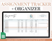 Assignment Tracker Spreadsheet, Google Sheets Assignment Tracker, Homework Tracker and Planner, College Assignment Planner, Assignment Log