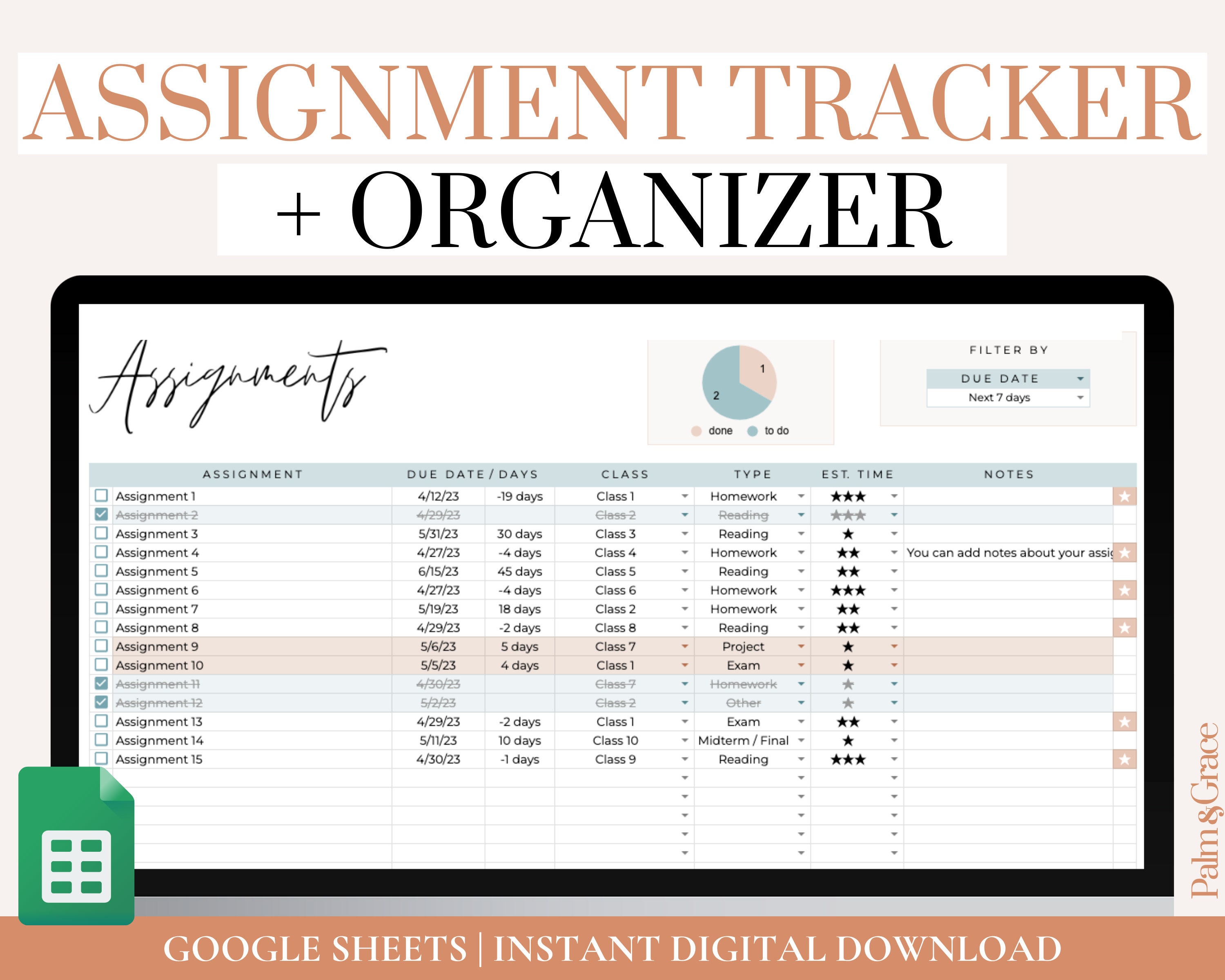 Assignment Tracker Spreadsheet, Google Sheets Assignment Tracker ...