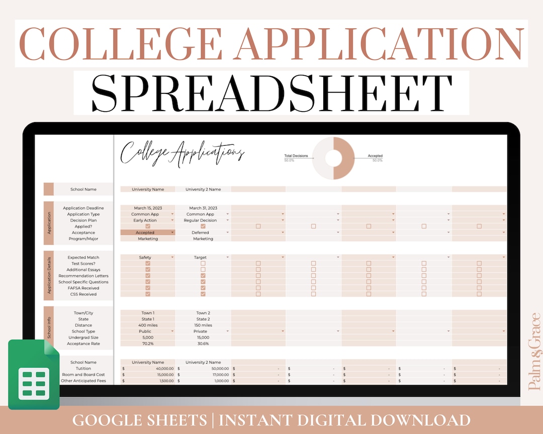 College Application Tracker Spreadsheet, Google Sheets College College Application Tracker Spreadsheet, Google Sheets College