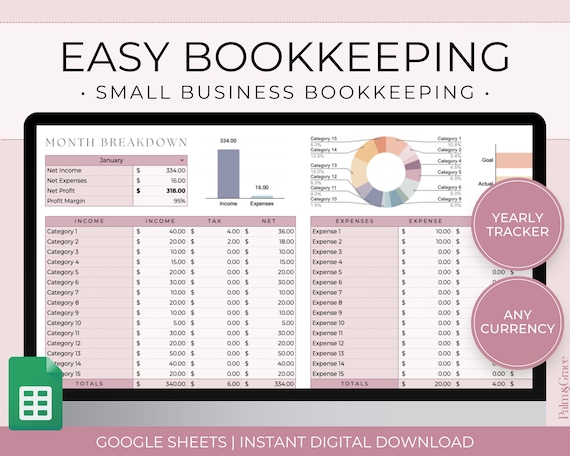 Small Business Bookkeeping Spreadsheet, Income and Expense Tracker, Google Sheets Bookkeeping Tracker, Google Sheets Bookkeeping Template
