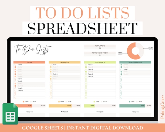 Simple To Do List Google Sheets, Digital To Do List Template Spreadsheet, Blank To Do List For Kids, Colorful Editable To Do List Planner