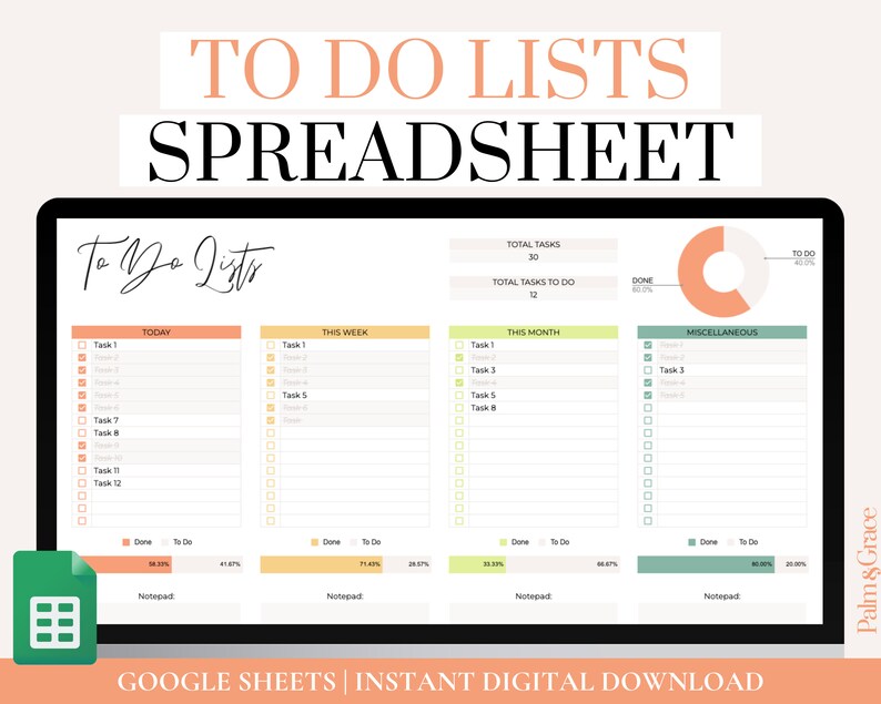 Digital to do list Google Sheets