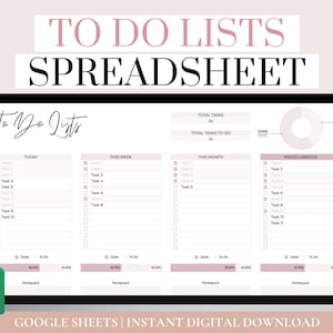 Google Sheets to Do List Template, Minimal to Do List Digital, Neutral ...