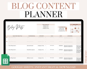 Blog Post Planner Google Sheets, Digital Blog Planner, Easy Blog Post Idea Tracker, Blogging Content Calendar, Blog Idea Planner Organizer