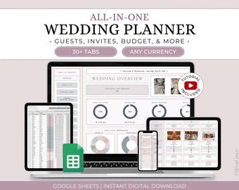 Wedding Planner Spreadsheet Google Sheets Template, Wedding Guest List Planner, Wedding Budget Tracker, Wedding Timeline, Wedding Planning