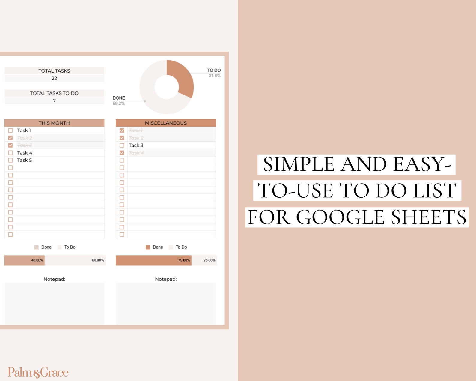 Digital to Do List Template, Editable to Do List Google Sheets, Task ...