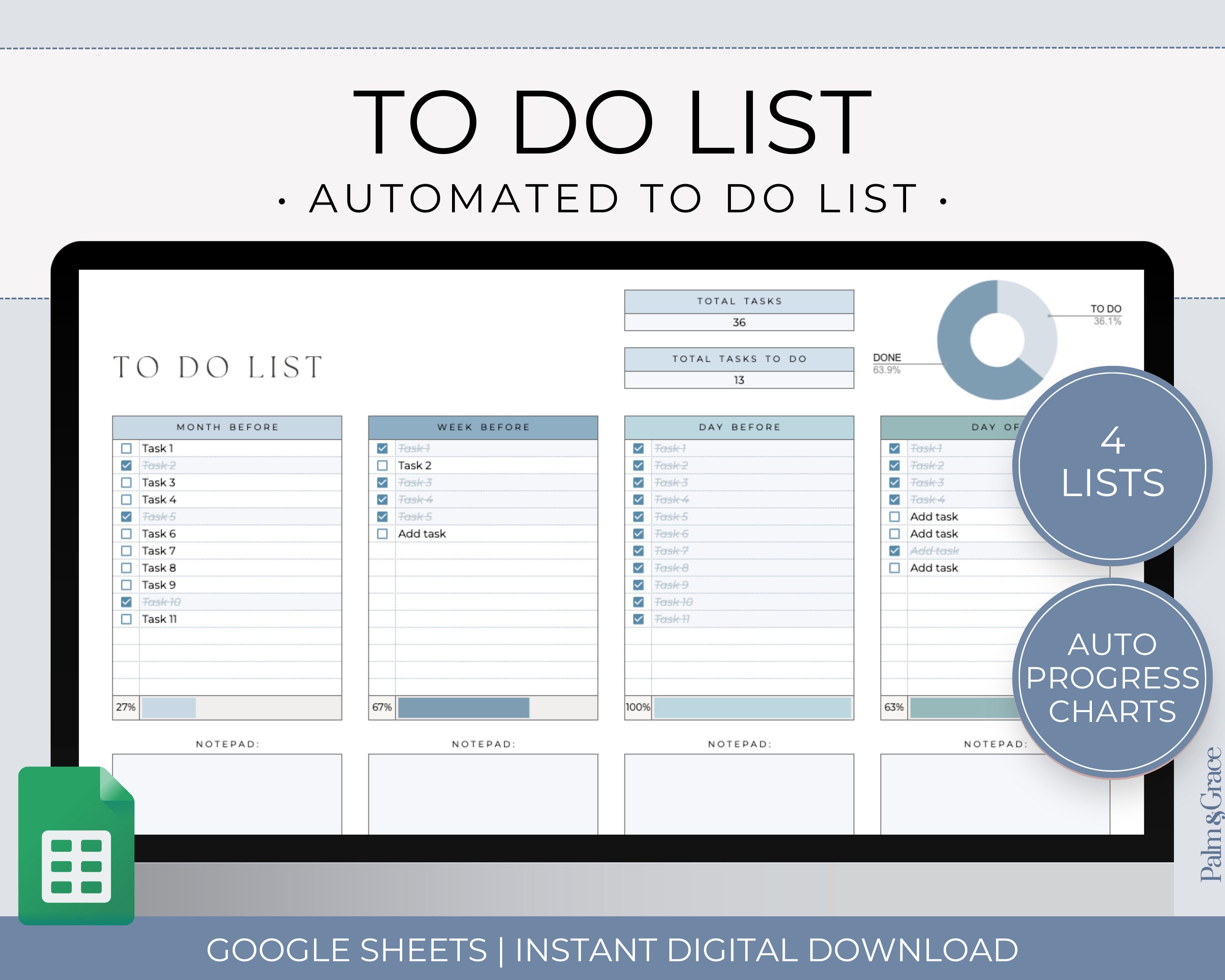 Google Sheets To Do List Template, Digital To Do List Spreadsheet, Task Tracker Google Sheets Spreadsheet, Google Task Tracker Spreadsheet