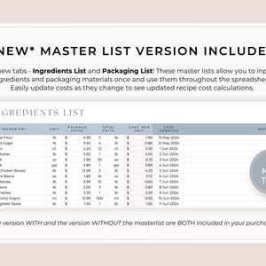 Recipe Cost Calculator Google Sheets, Order Profit Calculator, Pricing Calculator Spreadsheet, Baking Price Calculator, Product Pricing image 3
