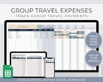 Group Travel Expense Tracker Spreadsheet, Group Travel Planner Google Sheets, Family Travel Expense Organizer, Travel Cost Calculator Sheet