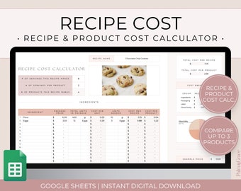 Recipe Cost Calculator Google Sheets, Order Profit Calculator, Pricing Calculator Spreadsheet, Baking Price Calculator, Product Pricing