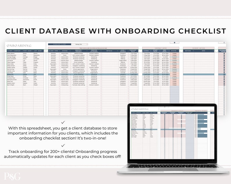Onboarding Checklist Template for Google Sheets, Client Management