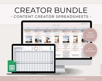 Content Creator BUNDLE, Content Creator Planner, Influencer Planner, Social Media Content Planner and Calendar, Small Business Bookkeeping