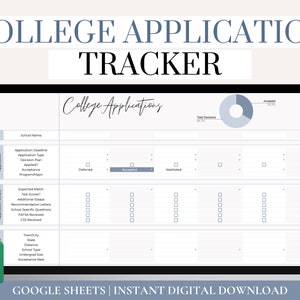 College Application Tracker Spreadsheet, Google Sheets College Application Planner and Organizer, Digital College Application Spreadsheet
