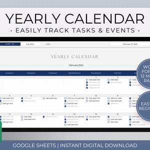 Google Sheets Calendar Planner, Yearly To Do List Calendar Template, Google Sheets To Do List Template Spreadsheet, Task Tracker Spreadsheet