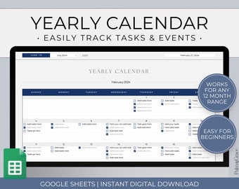 Google Sheets Calendar Planner, Yearly To Do List Calendar Template, Google Sheets To Do List Template Spreadsheet, Task Tracker Spreadsheet
