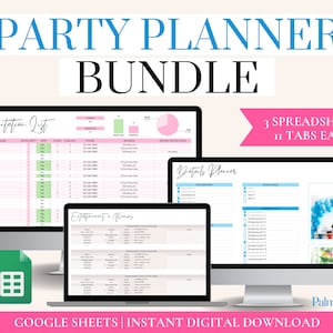Digital Party Planner BUNDLE, Birthday Party Planning Spreadsheets, Party Organizers, Event Planning Templates