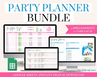 Digital Party Planner BUNDLE, Birthday Party Planning Spreadsheets, Party Organizers, Event Planning Templates