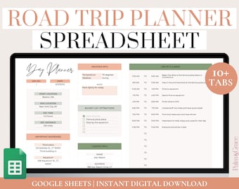 Road Trip Planner Spreadsheet, Digital Family Vacation Travel Planner, Ultimate Road Trip Organizer, Editable Family Road Trip Itinerary