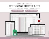 Google Sheets Wedding Guest List Spreadsheet, Wedding Guest List Template, Wedding Guest List Tracker, Event Guest List Spreadsheet Template