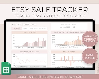 Etsy Tracker Spreadsheet, Etsy Seller Spreadsheet, Etsy Sales Dashboard, Etsy Profit Spreadsheet, Etsy Sales Tracker, Etsy Stats Tracker