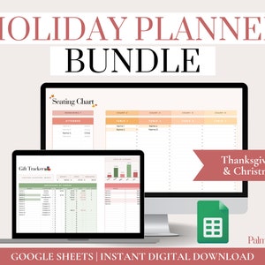 Holiday Planner BUNDLE, Digital Holiday Planner Spreadsheets, Christmas Planner To Do Lists, Thanksgiving Planner, Christmas Gift Tracker