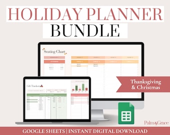 Holiday Planner BUNDLE, Digital Holiday Planner Spreadsheets, Christmas Planner To Do Lists, Thanksgiving Planner, Christmas Gift Tracker