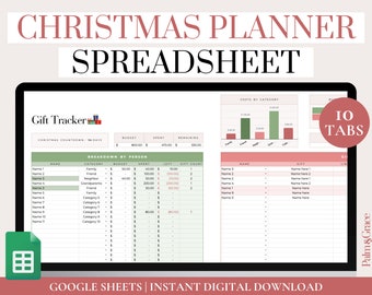 Christmas Planner Spreadsheet, Digital Holiday Planner Template, Christmas Gift Tracker, Christmas Budget Tracker, Christmas To Do Lists