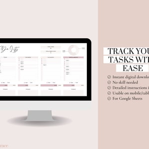 Google Sheets to Do List Template, Minimal to Do List Digital, Neutral ...
