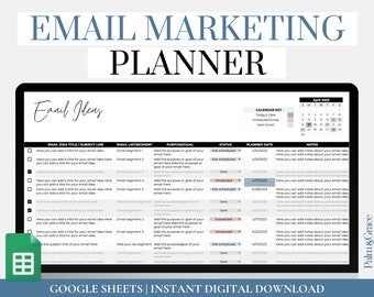Email Marketing Planner Spreadsheet, Google Sheets Email Planner, Blog Content Planner, Email Marketing Calendar, Email Newsletter Planner