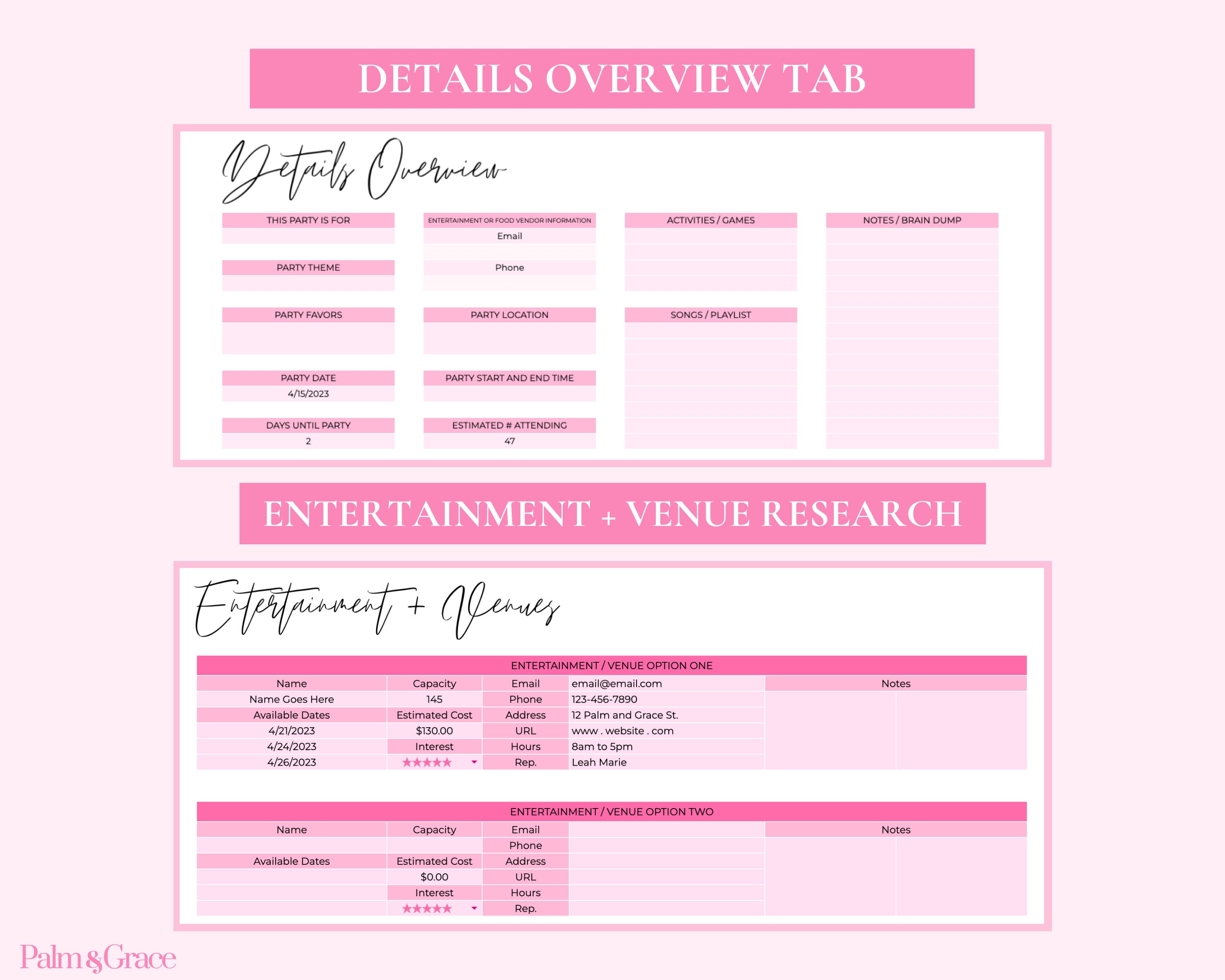 Birthday Party Planner Google Sheets, Digital Party Plan, Birthday Event Planner, Party Budget