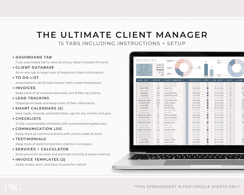 Client Tracker Google Sheets Spreadsheet, Small Business Spreadsheet ...