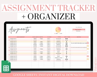 Hoja de cálculo del rastreador de tareas de Google Sheets, Planificador de tareas digitales, Hoja de cálculo de tareas, Rastreador de tareas fácil, Organizador de tareas