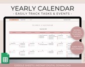 Google Sheets Calendar Template, Editable Calendar Spreadsheet, Task Tracker Spreadsheet, Yearly and Monthly Calendar Planner, To Do List