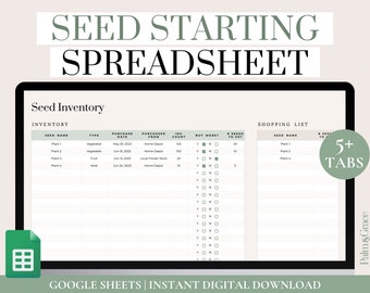 Digital Seed Starting Planner, Seed Starting Log Google Sheets, Seed Inventory List Spreadsheet, Seed Journal, Seed Tray Planner, Plant Log