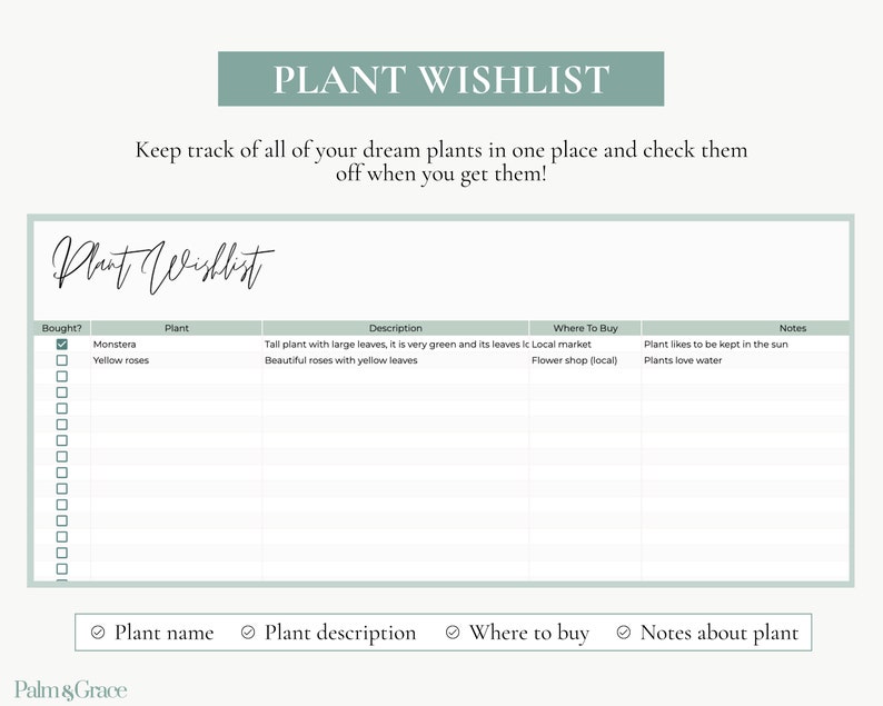 Plant Tracker Template For Google Sheets, Plant Tracker Spreadsheet, Digital Plant Care Planner, Indoor Plant and Houseplant Tracker image 6