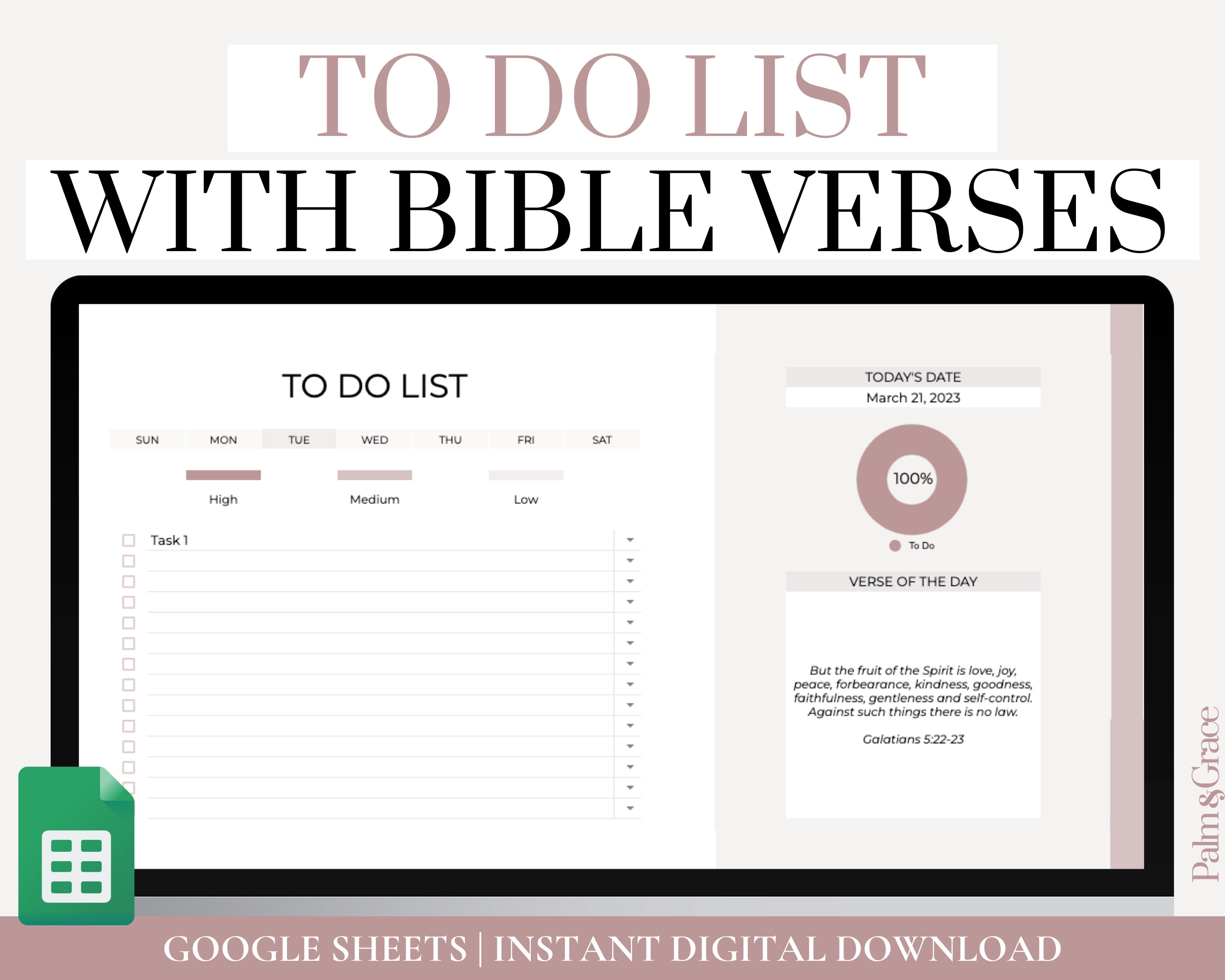 Google Sheets to Do List With Bible Verses, Daily Bible Verse ...
