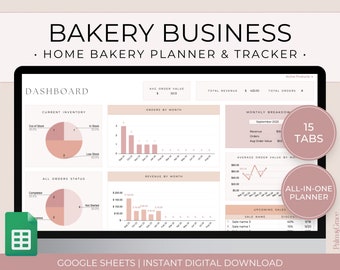 Home Bakery Business Planner Spreadsheet, Recipe Cost Calculator Google Sheets, Bakery Order Tracker, Cake Business Planner, Bakery Planner