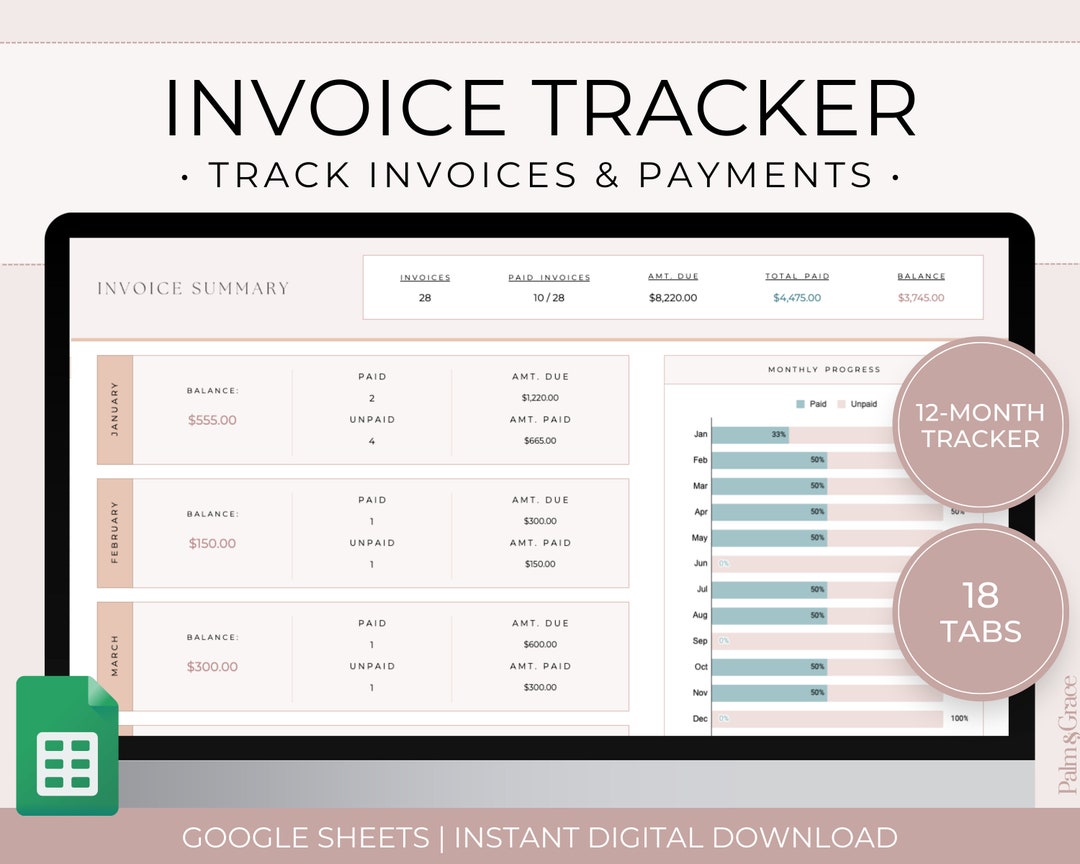Invoice Tracker Spreadsheet, Google Sheets Invoice Tracker for Small
