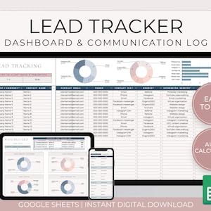 Google Spreadsheets-sjabloon voor leadtracker, spreadsheet voor klant- en leadbeheer, spreadsheet voor leadorganisatie, spreadsheet voor leads voor kleine bedrijven