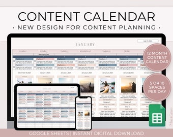 Social Media Content Calendar Google Sheets, Content Calendar Template, Social Media Marketing Planner, Content Planner, Instagram Planner