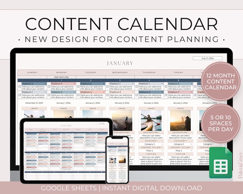Content Calendar Google Sheets template