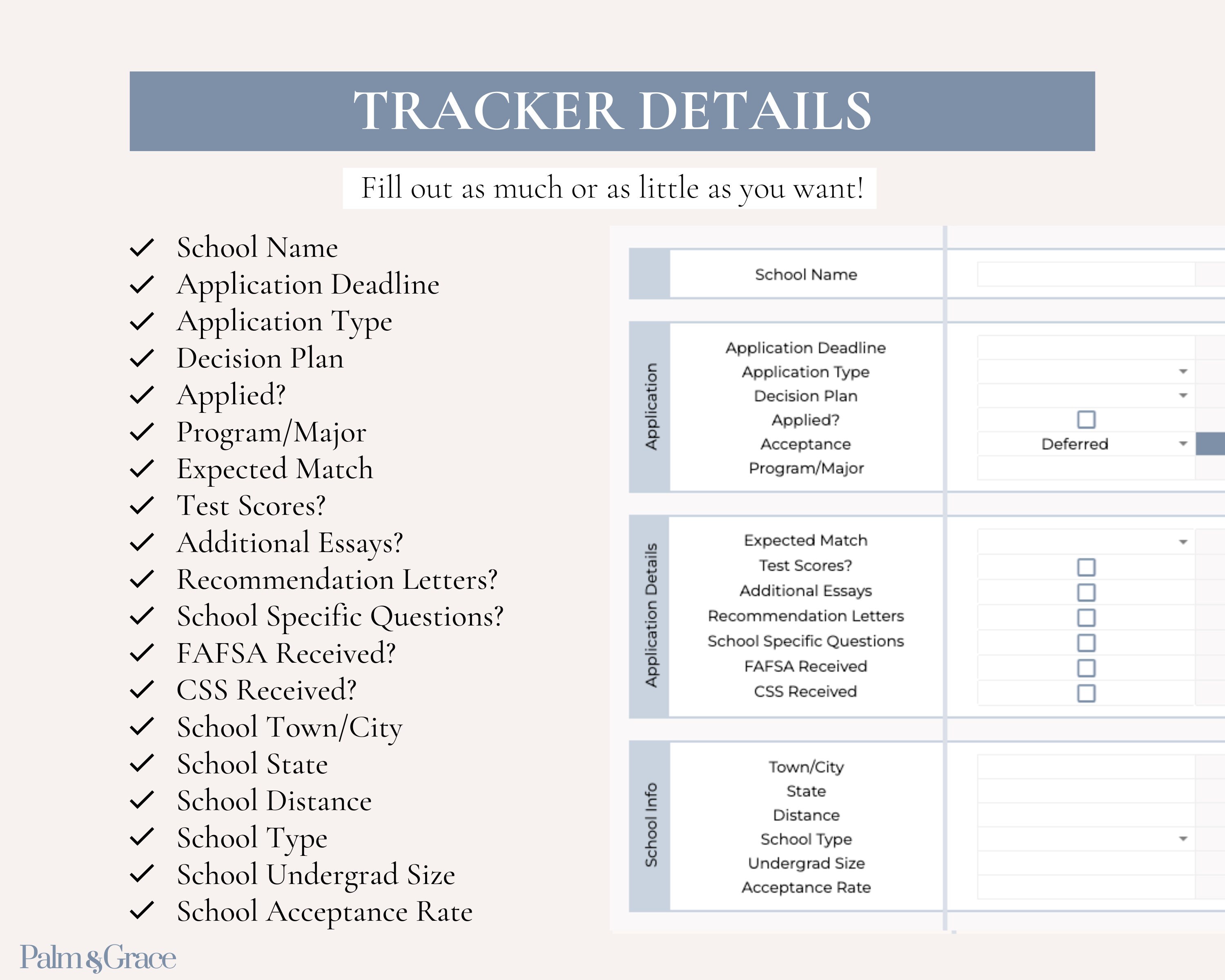 All-in-One College Application Tracking Spreadsheet to Ace College