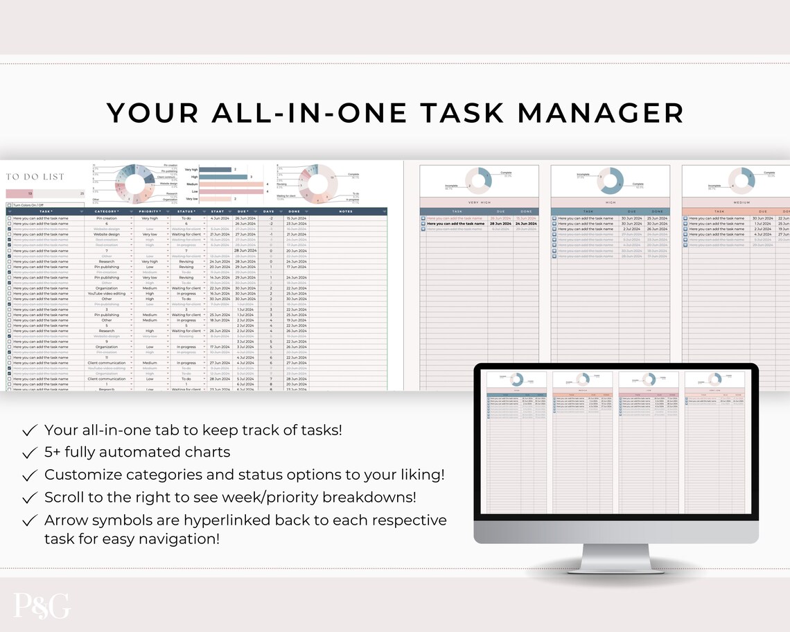 Task Tracker Spreadsheet, Google Sheets to Do List Template, to Do With ...