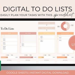 Digital to Do List Google Sheets, Editable to Do List Spreadsheet, Task ...