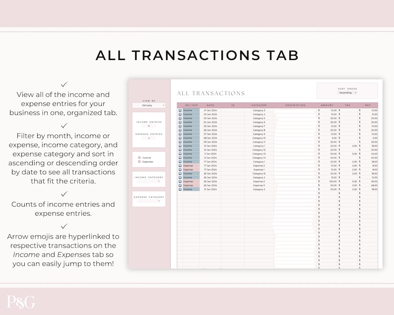 Small Business Bookkeeping Spreadsheet, Income and Expense Tracker ...